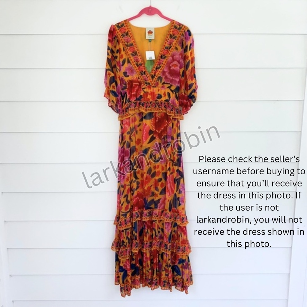 NEW Farm Rio Floral Dream Maxi Dress Floral Dream Yellow XS - Picture 11 of 17